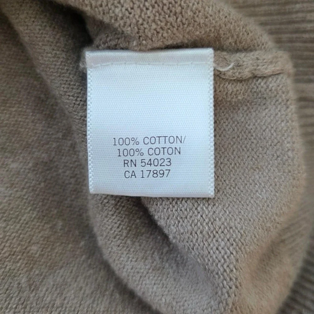 Banana Republic Mens Tan Quarter Zip Cotton Knit Pullover Sweater Medium